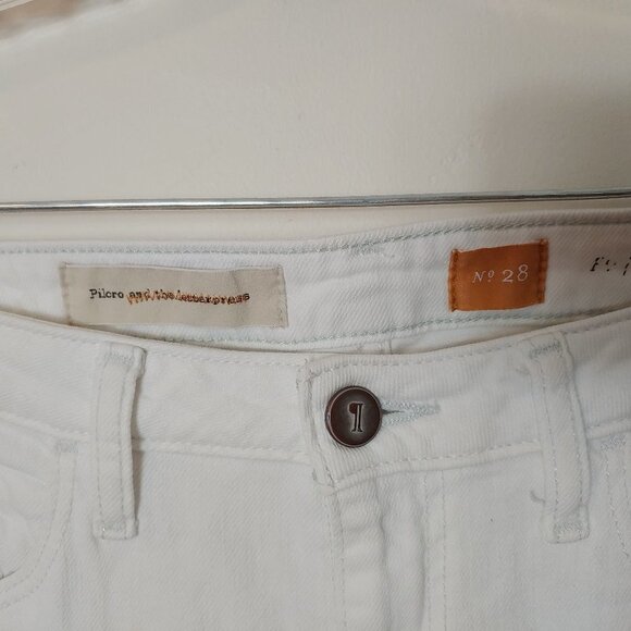 Pilcro & the Letterpress Anthropologie Crop White Denim Jeans Ankle Zipper Boho - Picture 3 of 8